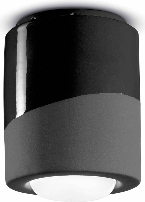 Taklampe PI, sylindrisk, Ø 12,5 cm, svart