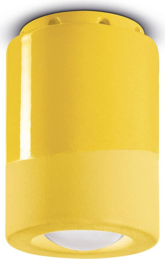 PI taklampe, sylinderformet, Ø 8,5 cm, gul