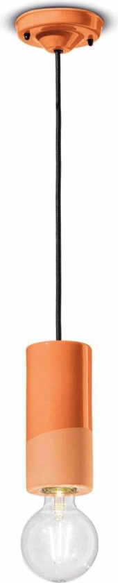 PI pendellampe, sylindrisk, Ø 8 cm, oransje