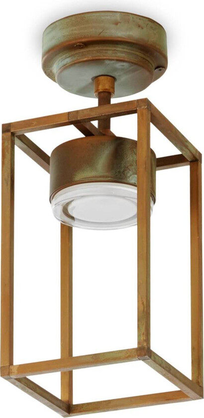 Utendørs LED-taklampe Cubic 3373 messing/opal