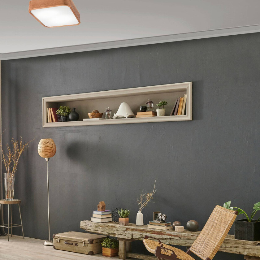 Gaspar taklampe kantet tre 35x35 cm