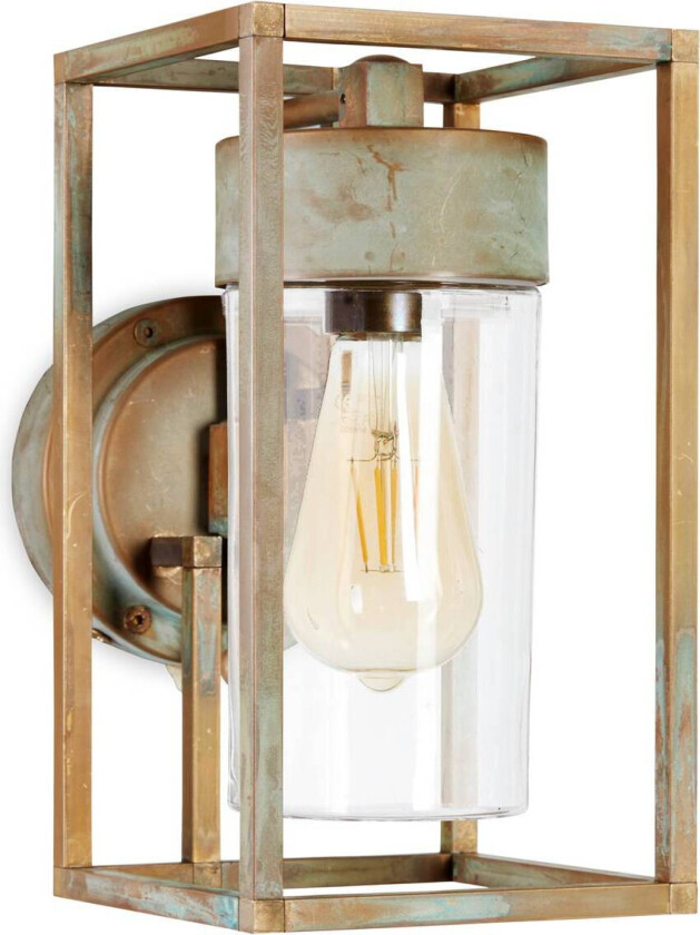 Utendørs vegglampe Cubic 3372 antikk messing/klar