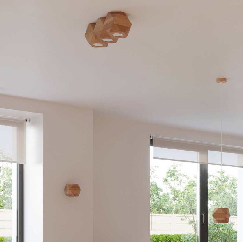 Peach Puff taklampe polyeder tre 3 lysk