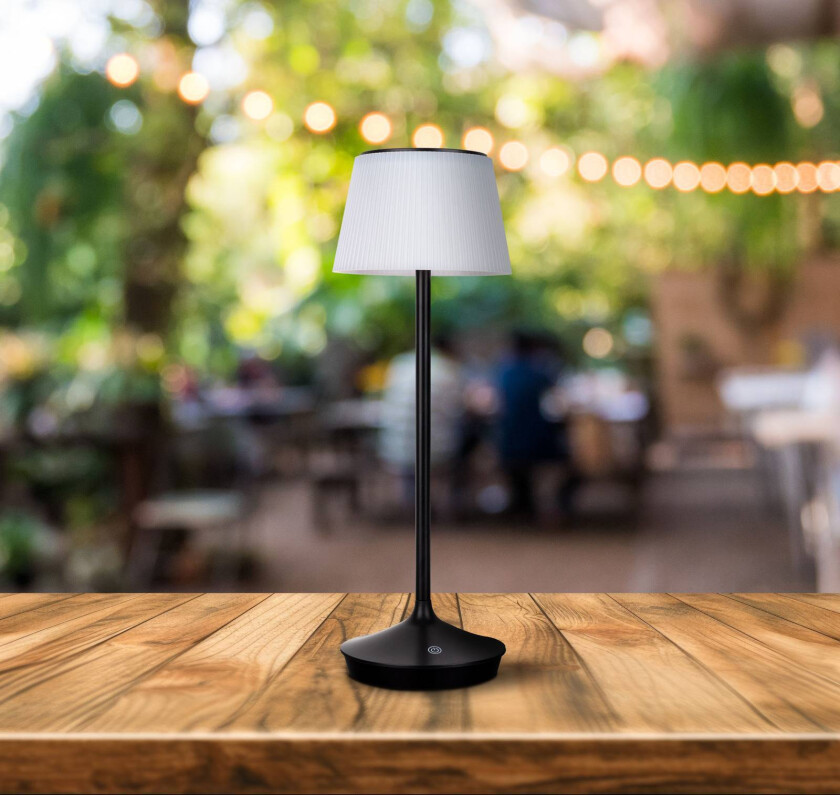 LED-solcelle-bordlampe Emmi CCT oppladbar, svart