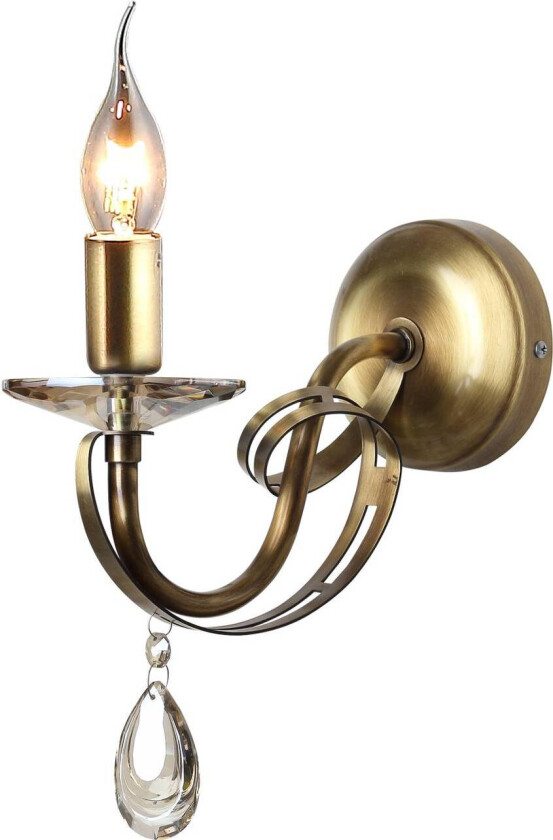 Vegglampe Castro, antikk messing, 1 lyskilde