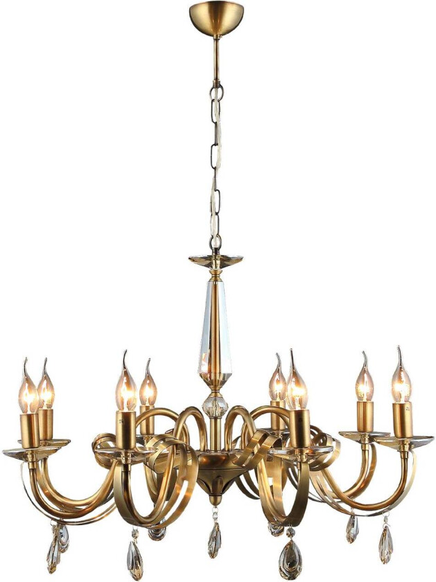 Lysekrone Castro, antikk messing, 8 lyskilder