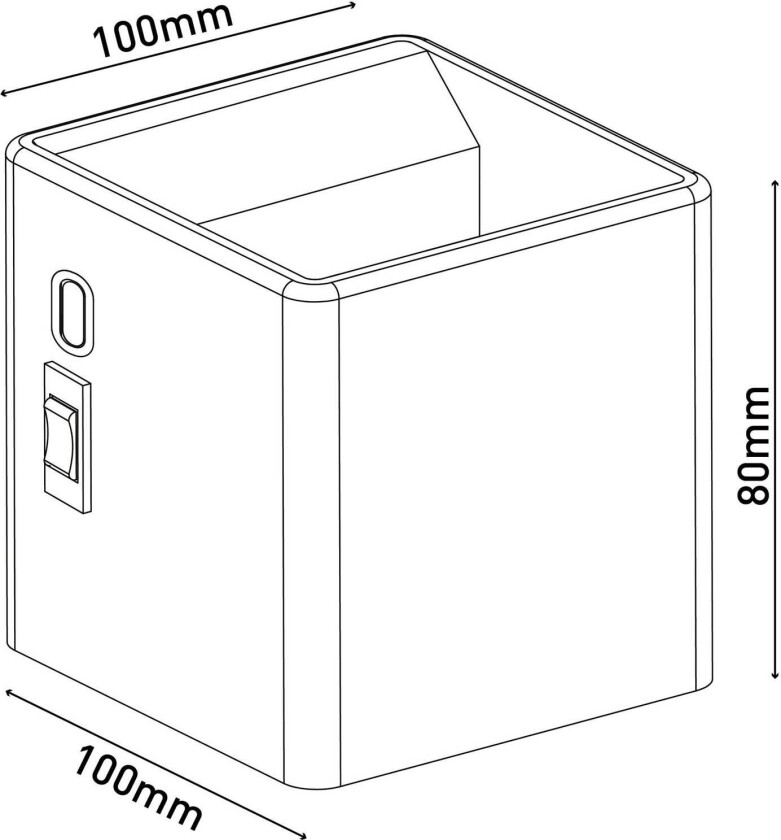 LED-vegglampe Cube batteri, magnetisk, svart