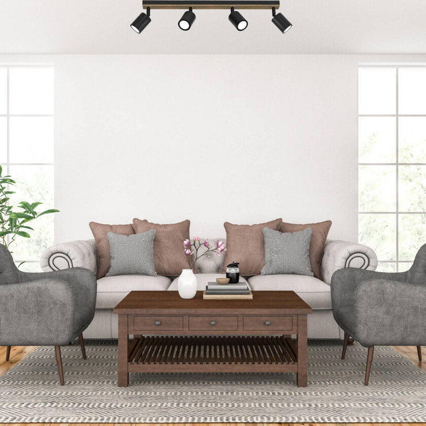 Tino downlight 4 lyskilder svart/tre