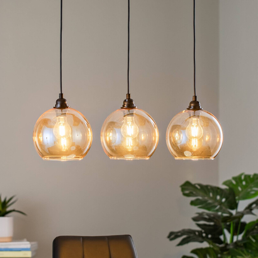 Hengelampe Gold 022 3 lyskilder lineær glass Ø20cm