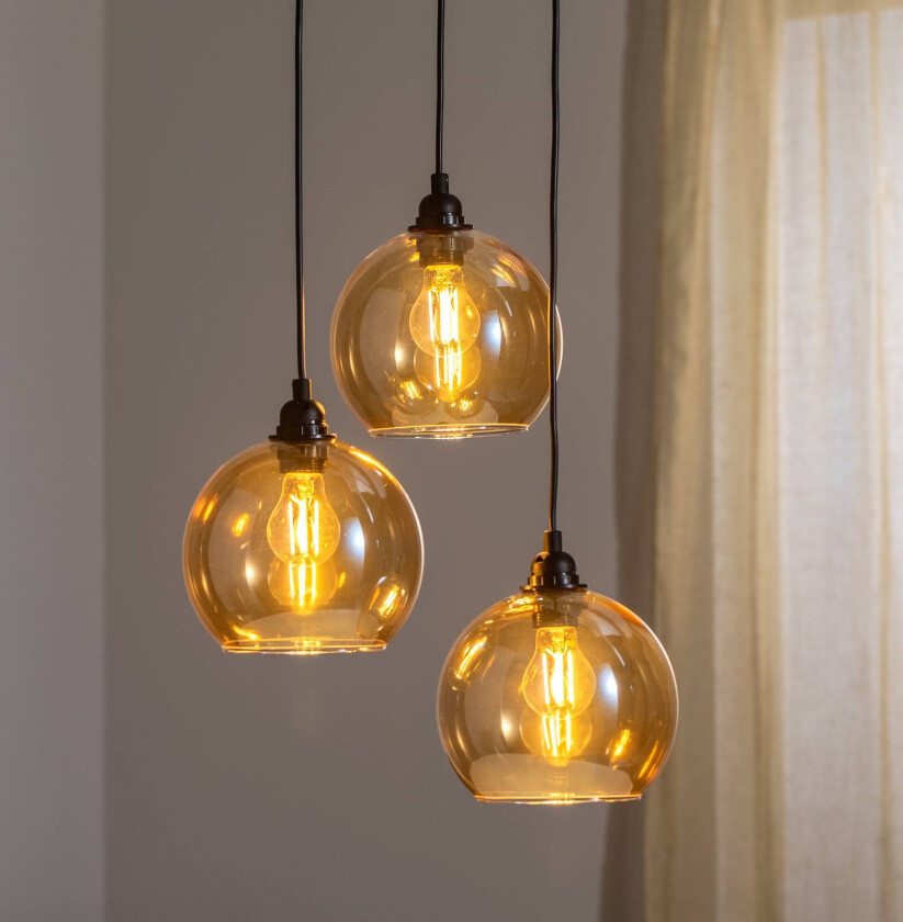 Hengelampe Gold 021 3 lyskilder sirkel glass Ø20cm