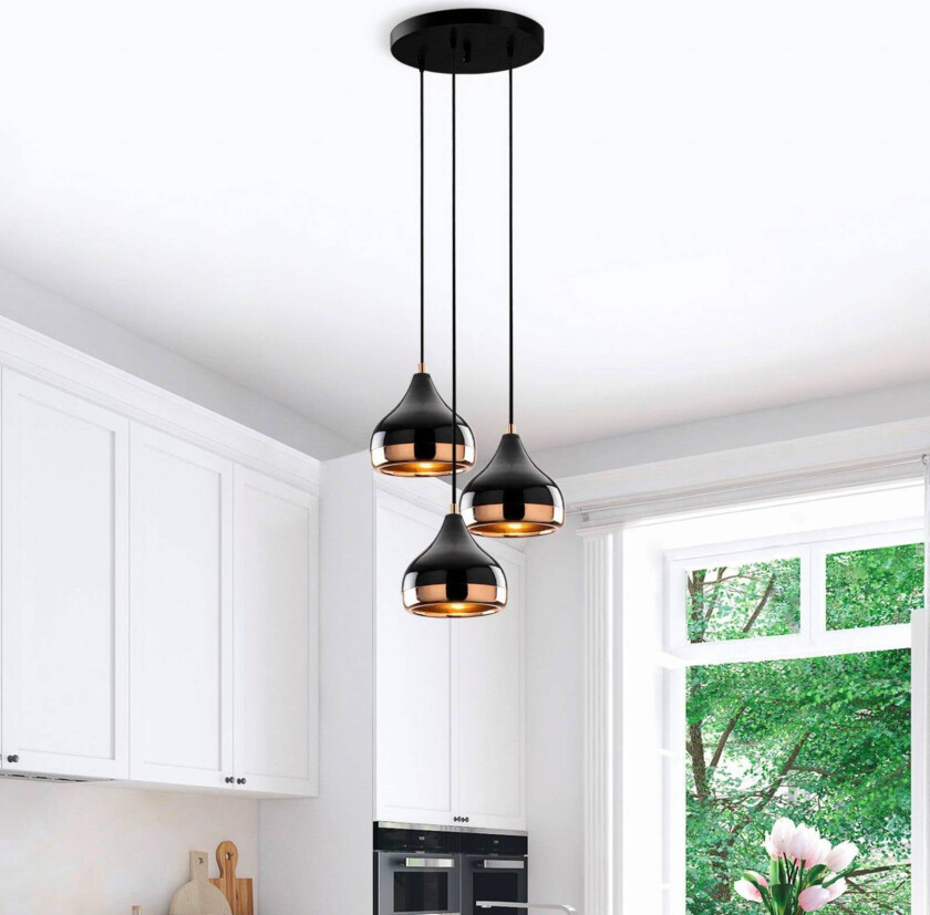 Hengelampe Yildo 6871 3 lysk sirkel svart/kobber