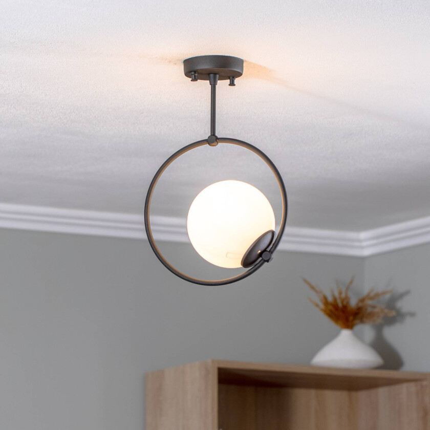 Taklampe GMN-000013 svart glass-skjerm 1 lyskilde