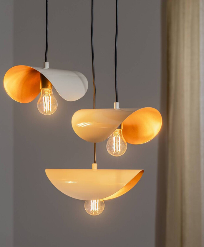 Hengelampe Sivani MR-964 3 lysk sirkel hvit/gull