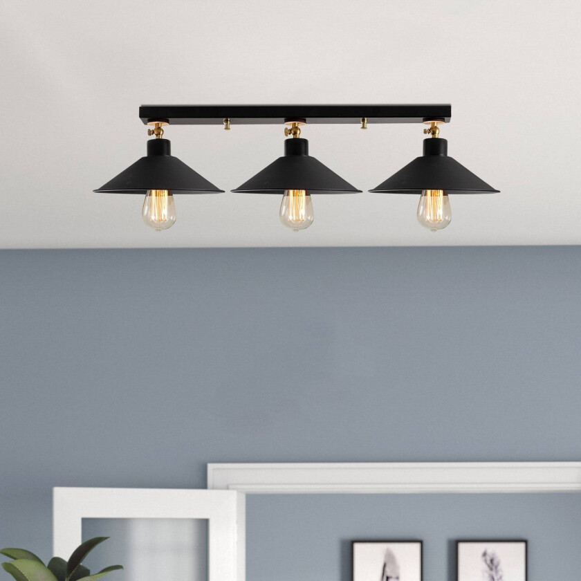 Taklampe Berceste N-660 3 lysk. Ø24cm svart