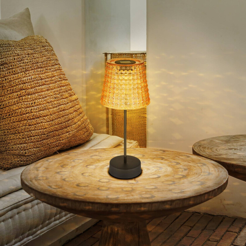 Solcellebordlampe 36634-2A, sett med 2 svart/rav