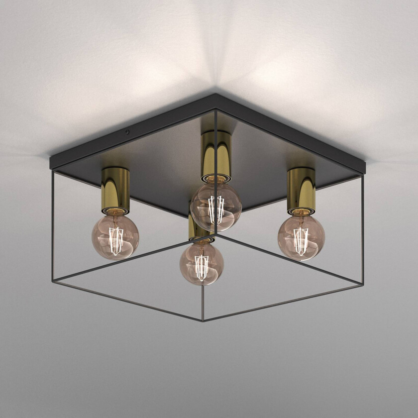 Taklampe Anna, metall, 4 lyskilder, kvadrat