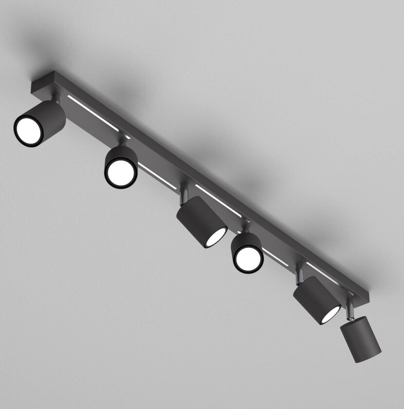 Downlight Jarek antrasitt/krom, 6 lyskilder