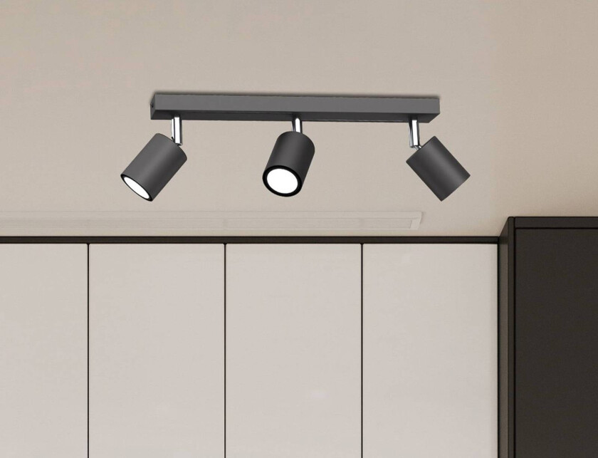 Downlight Jarek antrasitt/krom, 3 lyskilder