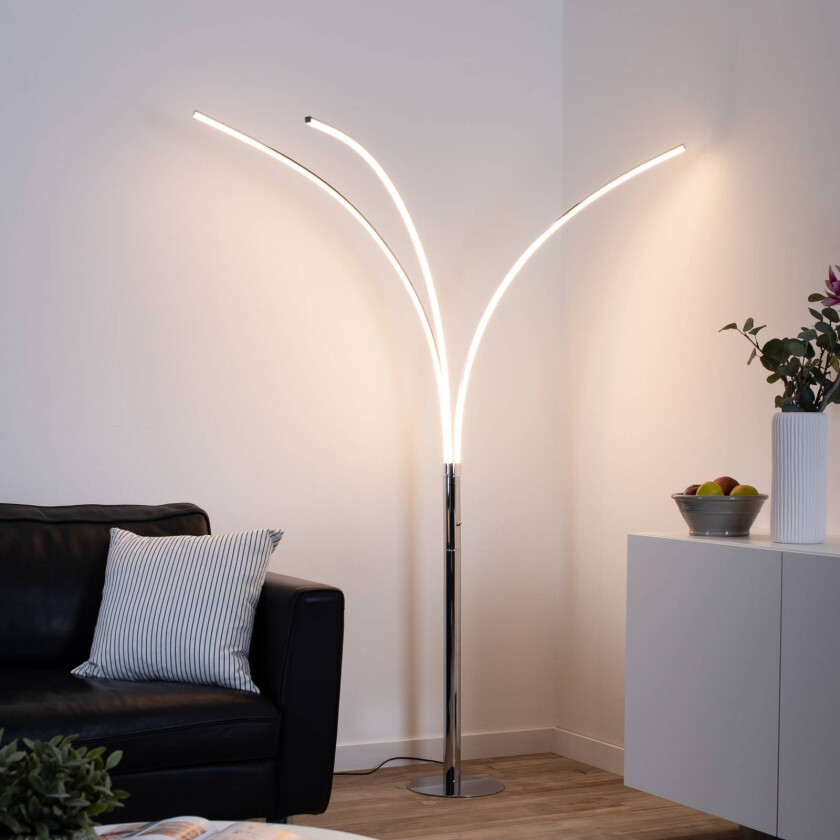 LED-gulvlampe Maja, tre lys, krom