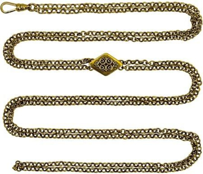 Kjede Beltestakken med karabinlås i 830 antikkforgylt sølv