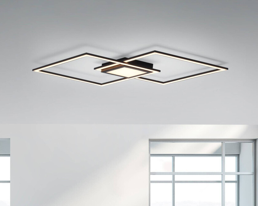 LED-taklampe Asmin, CCT, svart, 106x37 cm