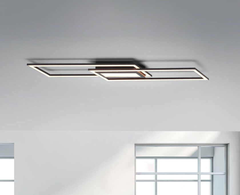 LED-taklampe Asmin, CCT, svart, 100x17,9 cm