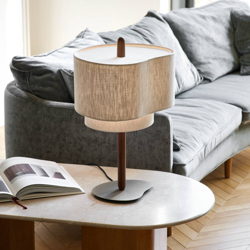 Pebble tekstil-bordlampe, krem