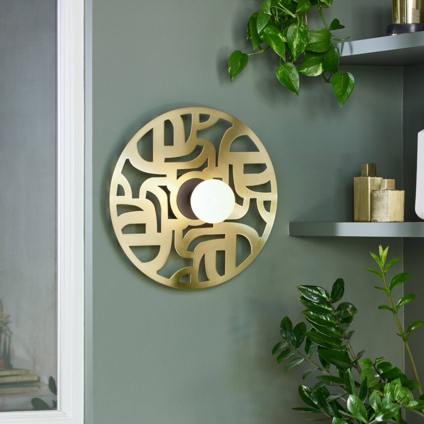 Labyrinthe vegglampe, Ø 40 cm messing