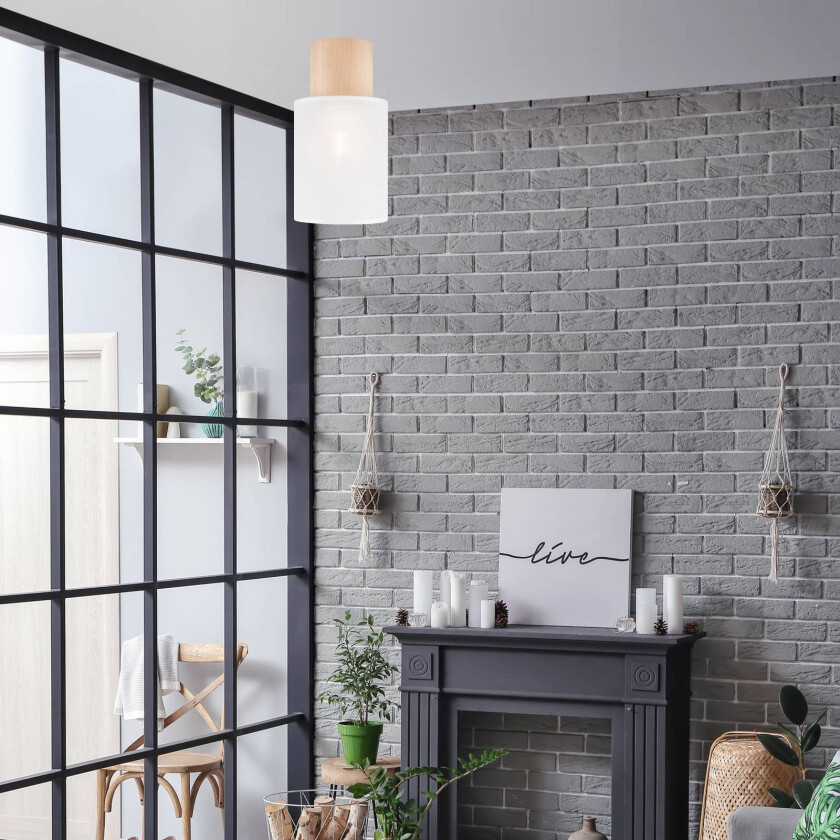 Asolita taklampe med stoffskjerm hvit