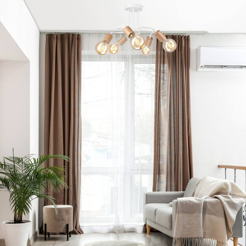 Joiy taklampe 5-lys fordelt hvit/tre