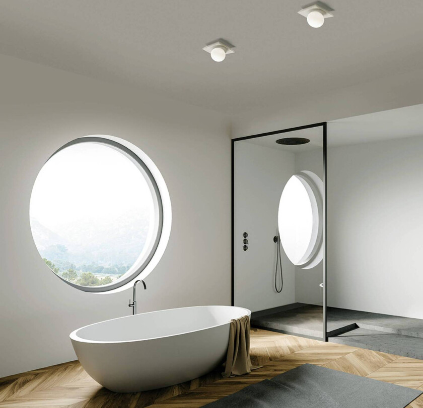 Cicladi taklampe, 21,5 cm lang, hvit, gips, GX53