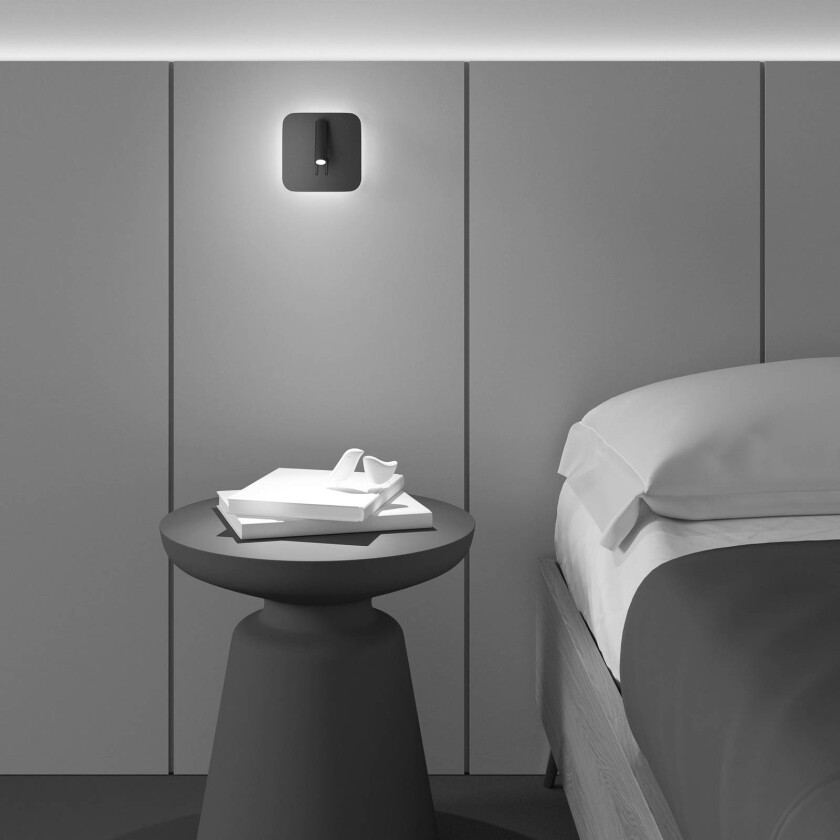 Ios 176 LED-vegglampe, kantet, svart