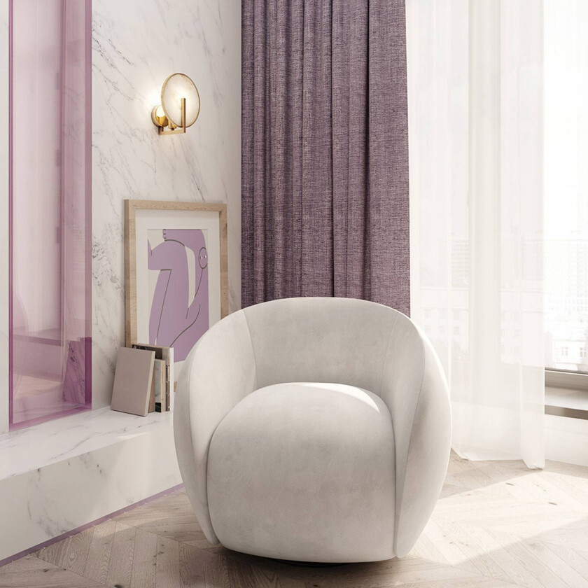 Marmo vegglampe, gullfarget/naturstein, høyde 21 cm