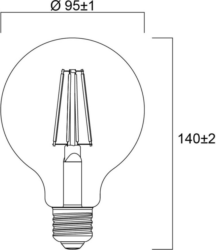 E27 filament LED G95 4W 2 700 K 840 lm