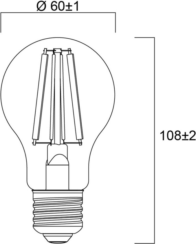 E27 filament LED-pære 4W 2 700 K 840 lm
