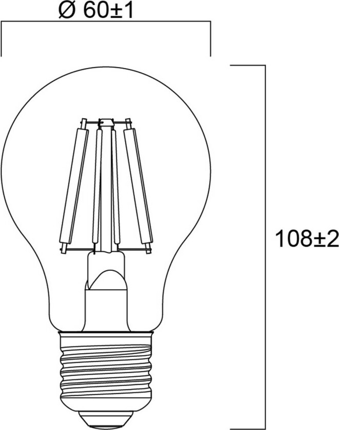E27 filament LED-pære 2,3W 2 700 K 485 lm