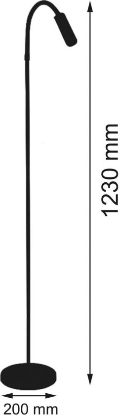 LED-gulvlampe Rocco, matt svart fleksibel arm rød