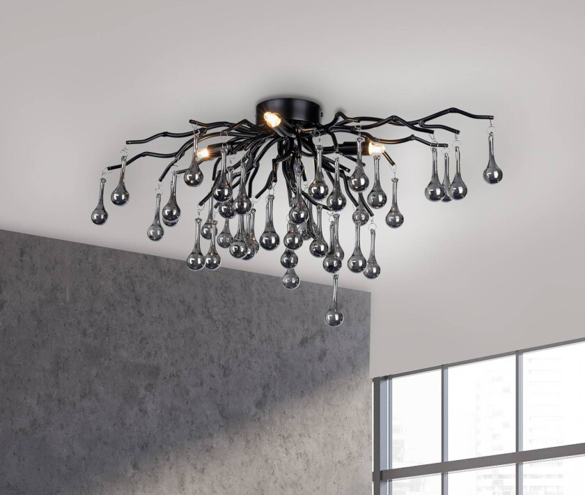 Paul Neuhaus taklampe Icicle, 4 lamper, svart