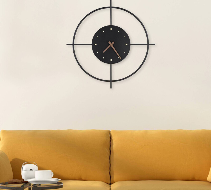 LED-vegglampe Sussy med klokke, svart, Ø 50 cm