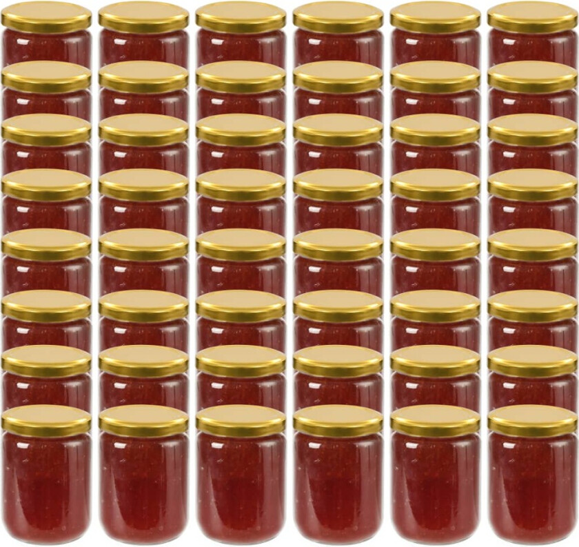 Bilde av Syltetøyglass med gult lokk 48 stk 230 ml