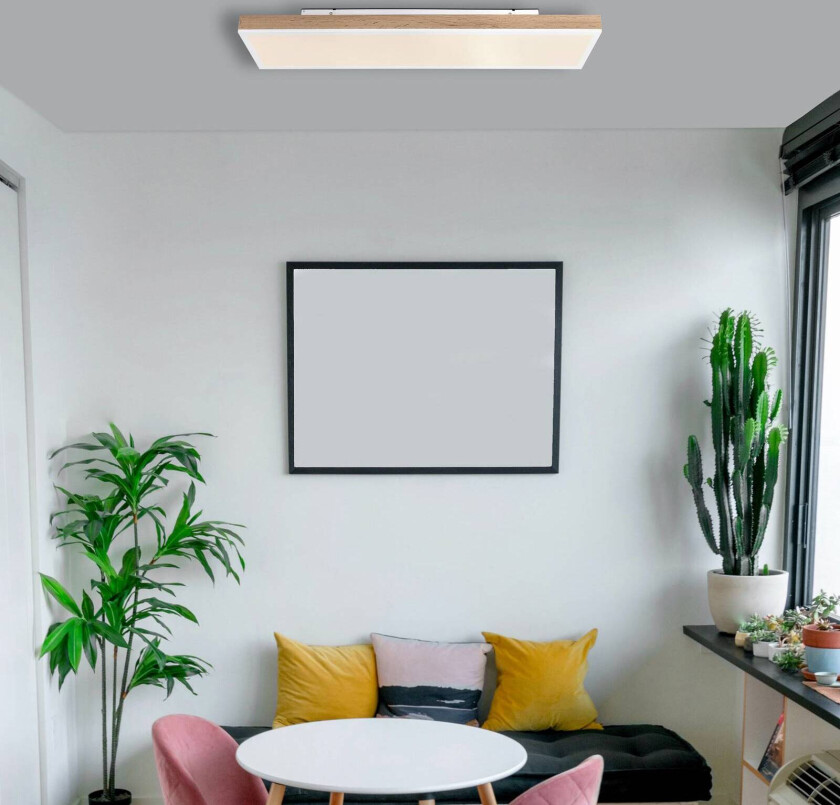 LED taklampe Doro, lengde 80 cm, mørkt tre, tre, CCT