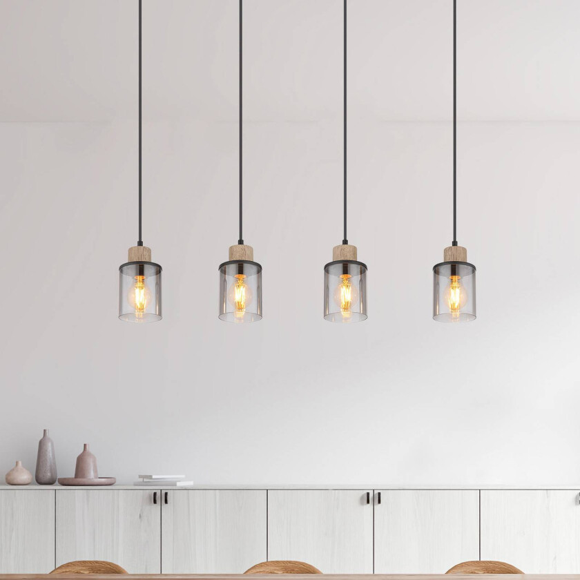 Hengelampe Reid, 4 lyskilder, svart/røyk