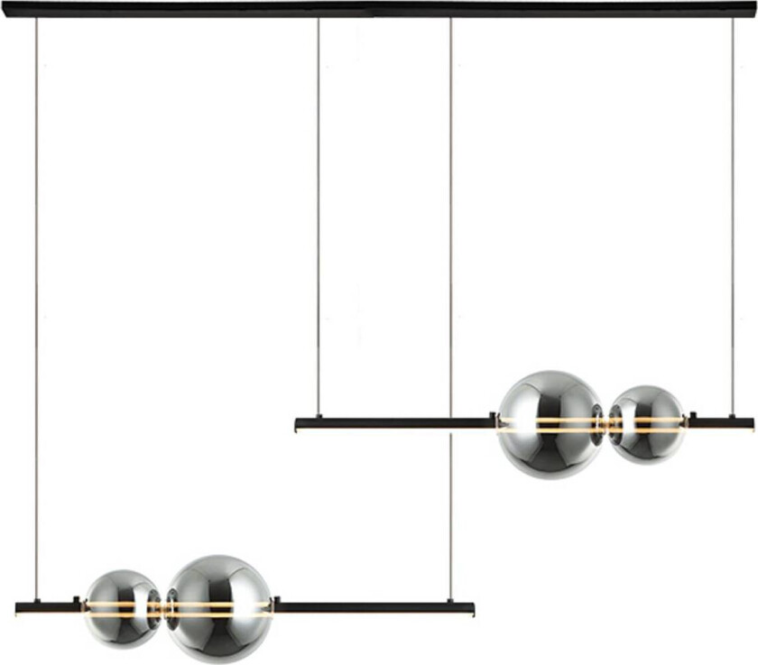LED-hengelampe 22234, lengde 105cm, svart/røyk