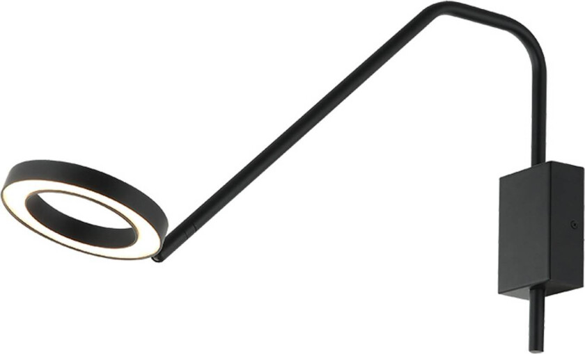 LED-vegglampe 22042, bevegelig arm, matt svart