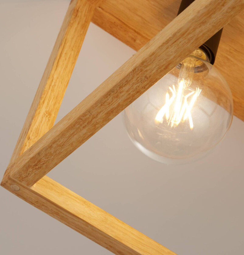 Firkantet taklampe laget av bambus, 4 lyskilder