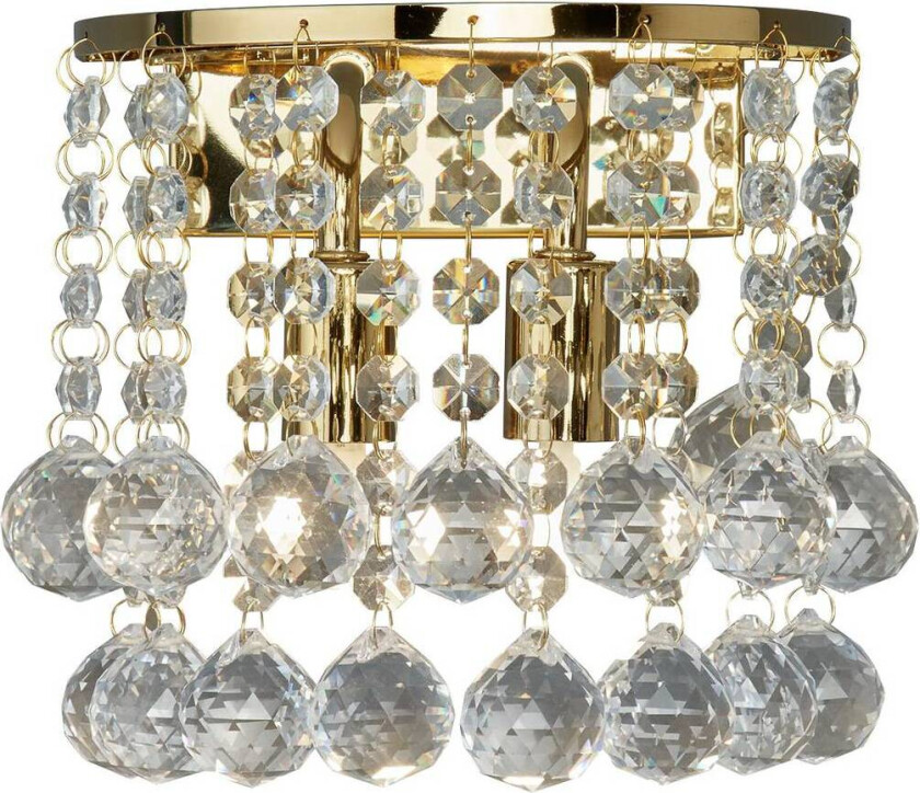 Vegglampe Hanna med krystallkuler, gull