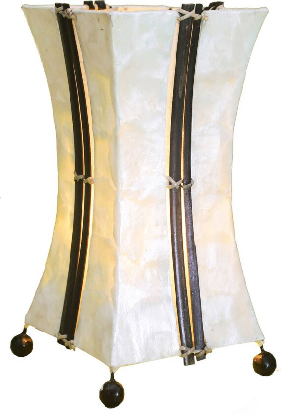 Bordlampe Milla, capiz og bambus, høyde 30 cm