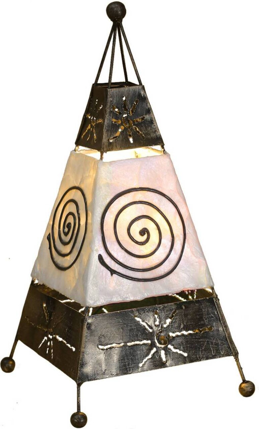 Carlo bordlampe med spiral- og solmotiv