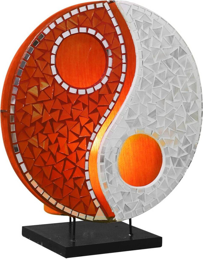 Ying Yang bordlampe i glassmosaikk oransje/hvit