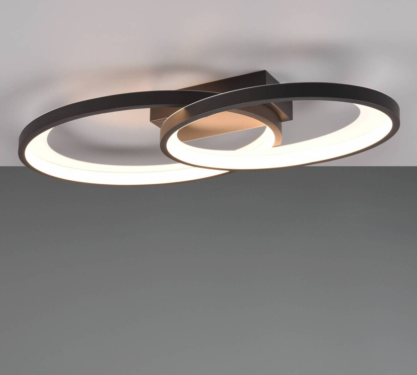 LED-taklampe Malaga med 2 ringer, svart
